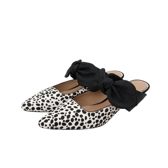 Paolo Shoes - Paolo Monochrome Polka Dot Mules with Bow